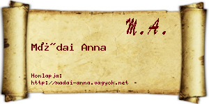 Mádai Anna névjegykártya